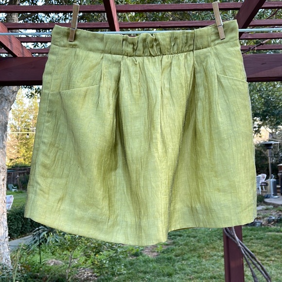 🌺 J.Crew; ADORABLE & RARE Pistachio Green Linen Lined Short Skirt; Misses Sz 4! - Picture 3 of 7